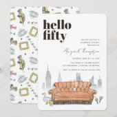 Invitation AMIS™ | Central Perk Watercolor 50e anniversaire (Devant / Derrière)