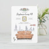 Invitation AMIS™ | Central Perk Watercolor Anniversaire Invit (Debout devant)