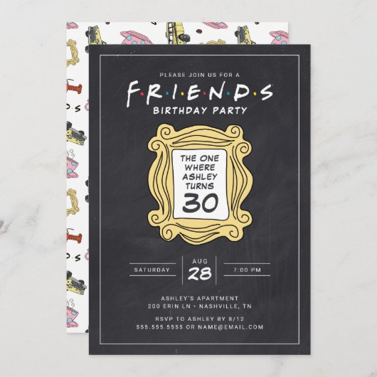 Invitation AMIS™ | Chalkboard 30e anniversaire (Devant / Derrière)