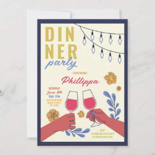 Invitation Amis d'anniversaire au dîner Dégustation de vin dé