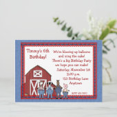 Invitation Amis d'anniversaire de basse-cour de denim (Debout devant)