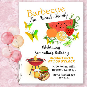 Invitation Amis de la famille d'été Barbecue d'anniversaire 