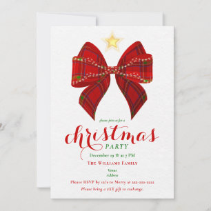 Invitation Amis de Noël en rouge Bow Christmas Friendsmas Xma