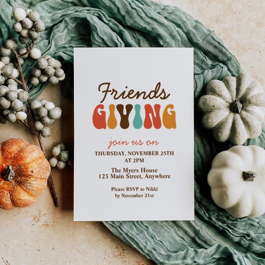 Invitation amis de Thanksgiving rétro offrant