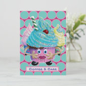 Invitation Amis décontractés Funny, gâteau de famille et café (Debout devant)