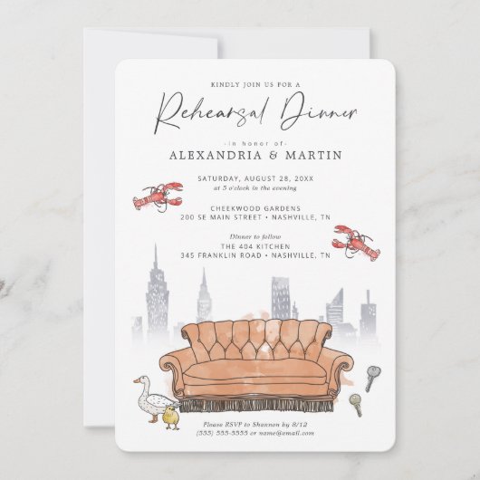 Invitation AMIS™ | Dîner de répétition aquarelle (Devant)