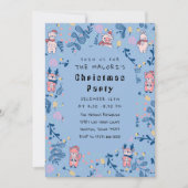 Invitation Amis drôles de la forêt  Motif de forêt bleue hive (Devant)