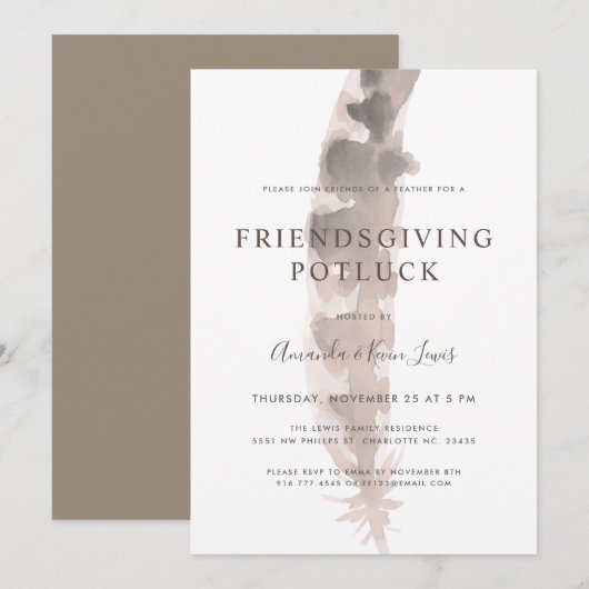 Invitation Amis d'une plume | Friendsgiving Potluck (Devant / Derrière)