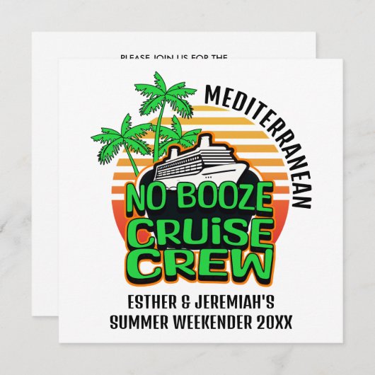 Invitation Amis Équipage de croisière sans alcool Groupe de d (Devant / Derrière)