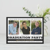 Invitation Amis frères et soeurs Graduation Party Black 3 Pho (Debout devant)