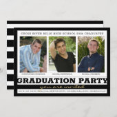 Invitation Amis frères et soeurs Graduation Party Black 3 Pho (Devant / Derrière)