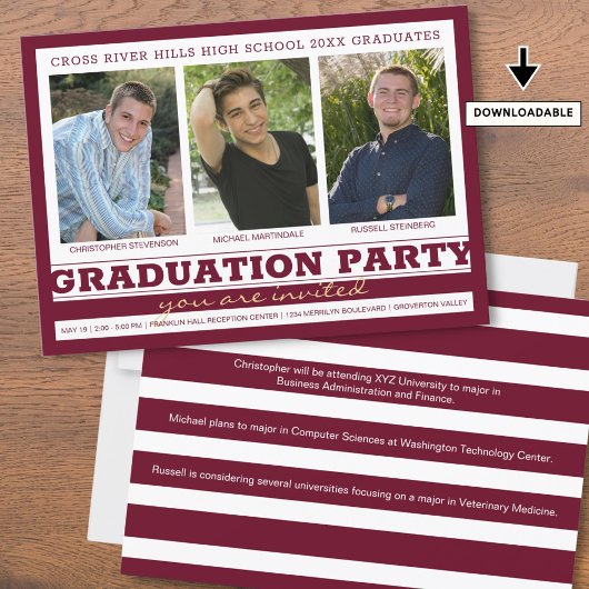 Invitation Amis frères et soeurs Graduation Party Maroon 3 Ph