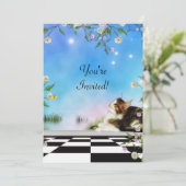 Invitation Amis pour toujours chat et papillon même Invitatio (Debout devant)