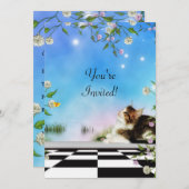 Invitation Amis pour toujours chat et papillon même Invitatio (Devant / Derrière)