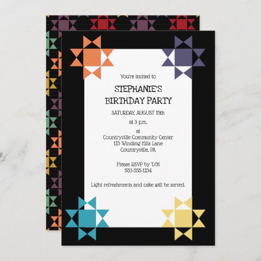 Invitation Amish Quilt Imprimer Quilt Thème Personnalisé (Devant / Derrière)