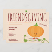 Invitation Amitié Souriant Vine Citrouille Thanksgiving (Devant / Derrière)