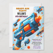 Invitation Ammo Team Army Cute Cool Neon Nerf 9th Birthday (Devant)