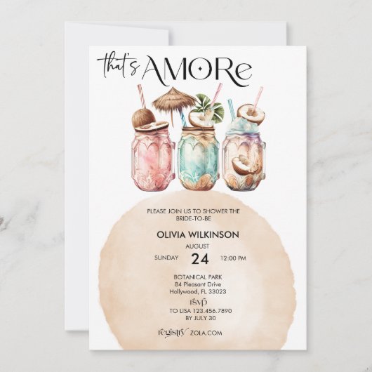 Invitation Amore | Fête des mariées aquarelle (Devant)