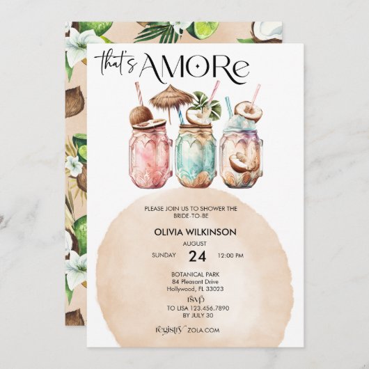 Invitation Amore | Réception de mariage à l'aquarelle (Devant / Derrière)