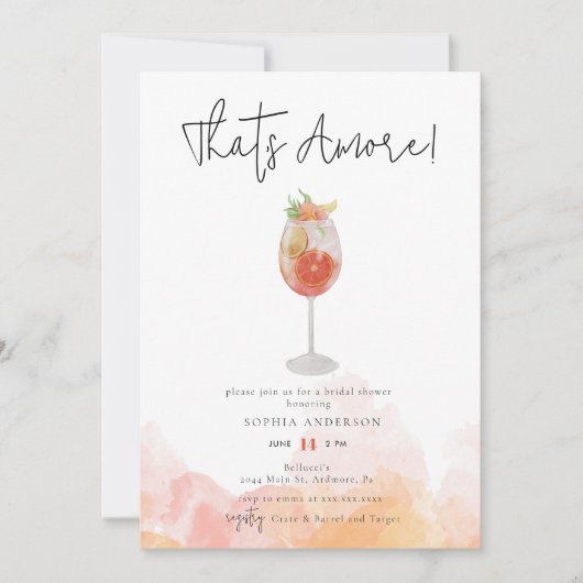 Invitation Amore Spritz Fête des mariées (Devant)