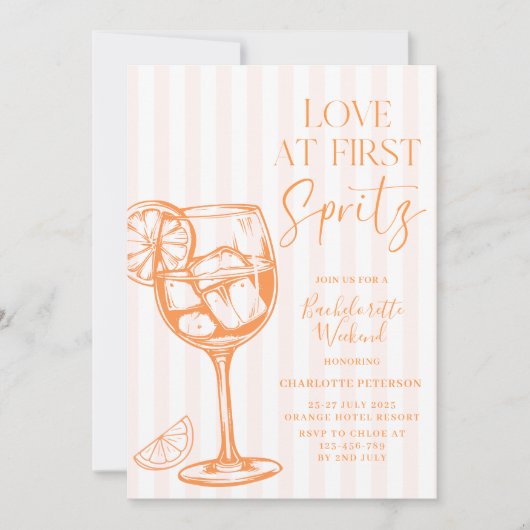 Invitation Amour à First Spritz Aperol Orange Bachelorette (Devant)