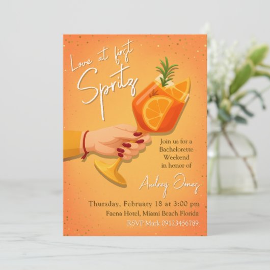 Invitation Amour à First Spritz Bachelorette Week-end (Debout devant)