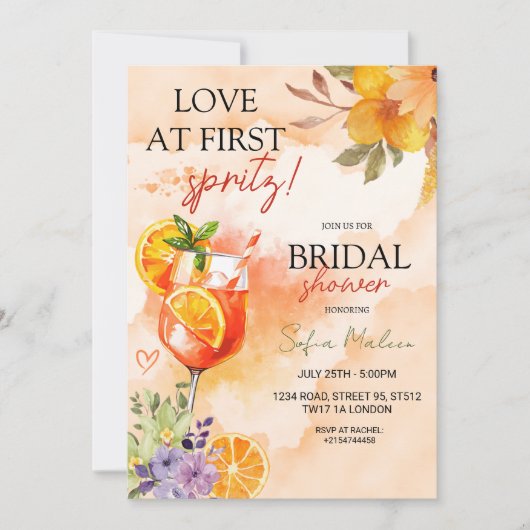 Invitation Amour à la Fête des mariées First Spritz (Devant)