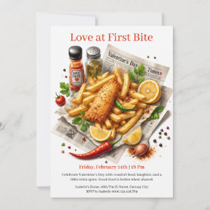 Invitation Amour à la première bouchée Fish and Chips Saint-V
