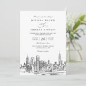Invitation Amour à New York Mariage élégant moderne avec code (Debout devant)