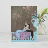 Invitation Amour Art Déco vintage, Feu d'Engagement (Debout devant)