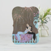 Invitation Amour Art Déco vintage, Feu d'Engagement (Debout devant)