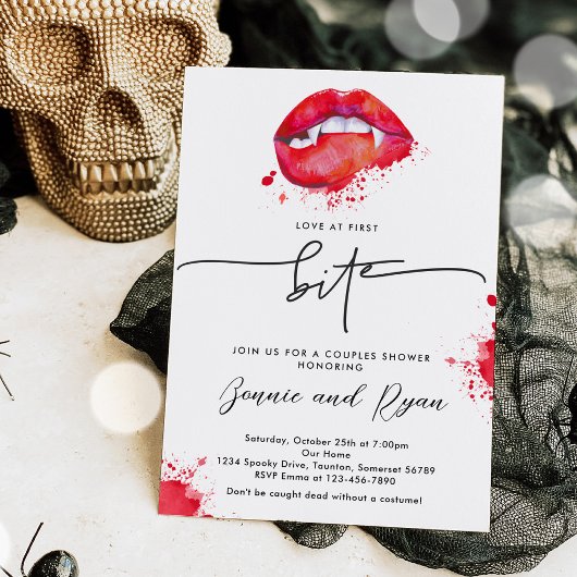 Invitation Amour Au Premier Bite Halloween Vampire Couple Dou