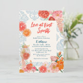 Invitation Amour au premier spritz fleuri orange nuptiale dou (Debout devant)