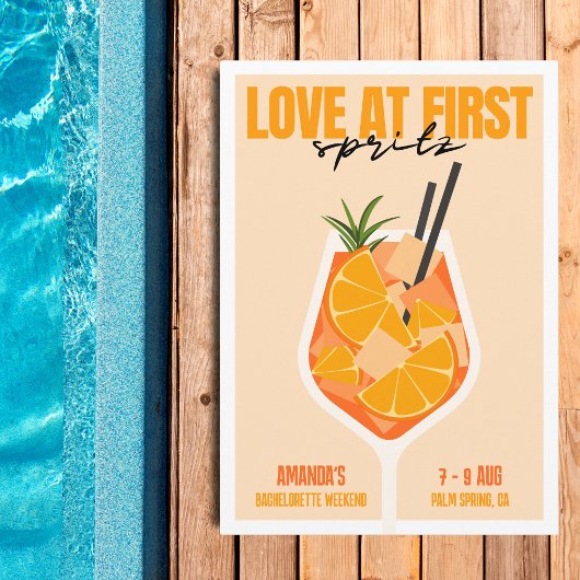 Invitation Amour au premier Spritz Modern Bachelorette Week-e