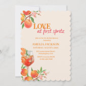 Invitation Amour au premier spritz orange floral douche nupti (Devant)