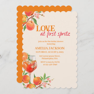 Invitation Amour au premier spritz orange floral douche nupti