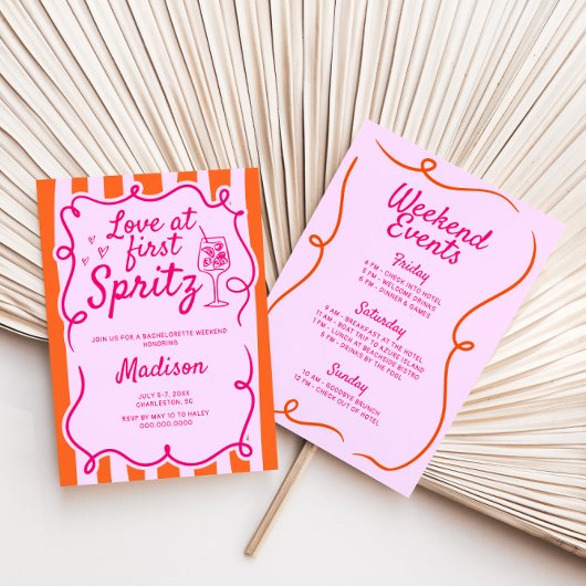 Invitation Amour Au Premier Spritz Pink Orange Bachelorette