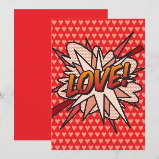 Invitation AMOUR Bande Dessinée Rétro Fun Art Pop (Devant / Derrière)