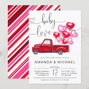 Invitation Amour bébé Baby shower des ballons de coeur de c
