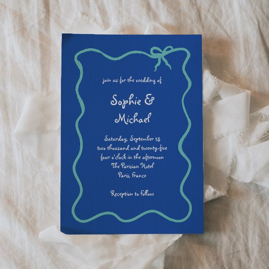 Invitation Amour | Blanc bleu et Mariage français Turquoise