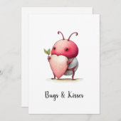 Invitation Amour Bug Drôle illustration avec l'aquarelle du c (Devant / Derrière)