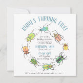 Invitation Amour Bugs Cercle Aquarelle Beetles Anniversaire (Devant)