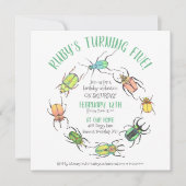 Invitation Amour Bugs Cercle Aquarelle Beetles Anniversaire (Devant)