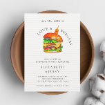 Invitation Amour & Burgers Monogram I Do BBQ Engagement Party<br><div class="desc">Surprenez vos proches avec cette invitation à la fête de fiançailles cool,  avec un délicieux hamburger et un texte éditable personnalisé. Customisez facilement en cliquant sur l'option "personnaliser".</div>