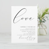 Invitation Amour. Calligraphie noir et blanc mariage simple (Debout devant)