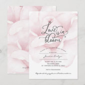 Invitation Amour chic en fleur, script de calligraphie rose d (Devant / Derrière)