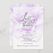 Invitation Amour chic en fleur, script de calligraphie rose d (Devant / Derrière)