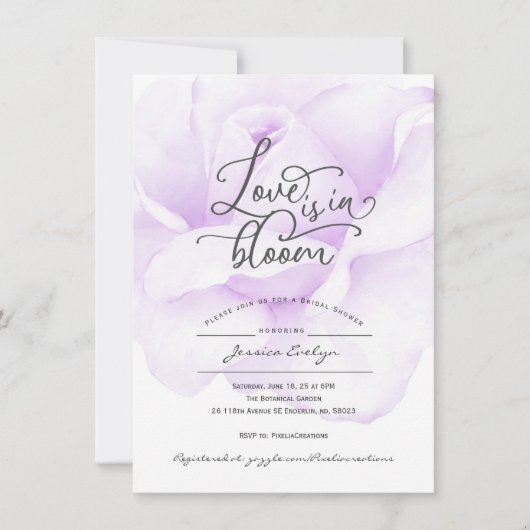 Invitation Amour chic en fleur, script de calligraphie rose d (Devant)