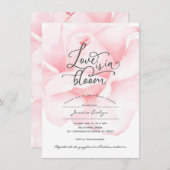 Invitation Amour chic en fleur, script de calligraphie rose d (Devant / Derrière)