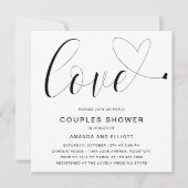 Invitation Amour Coeur Noir et blanc Couples modernes Douche (Devant)